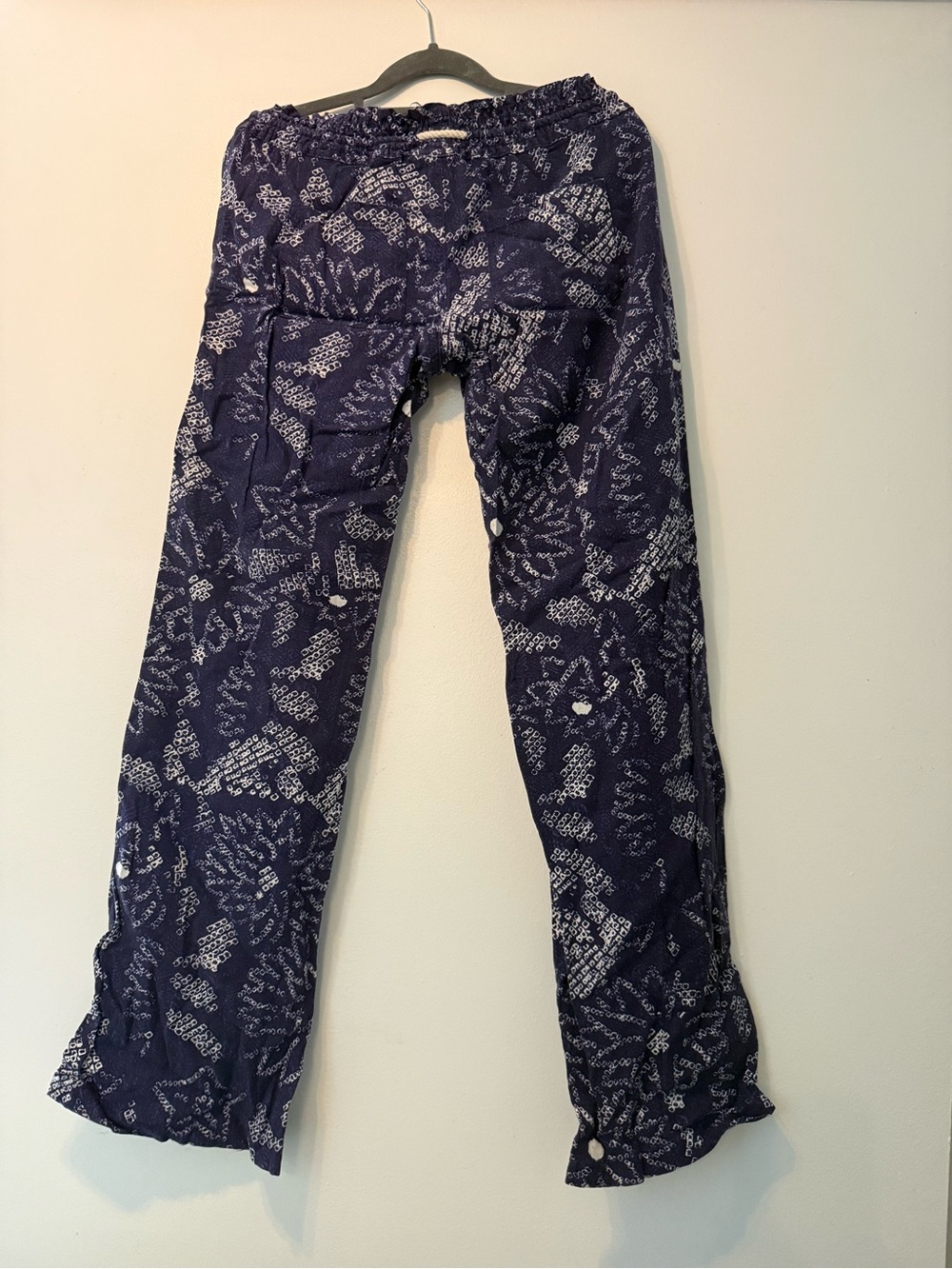 Roxy Navy and White Floral Straight-Leg Pants
